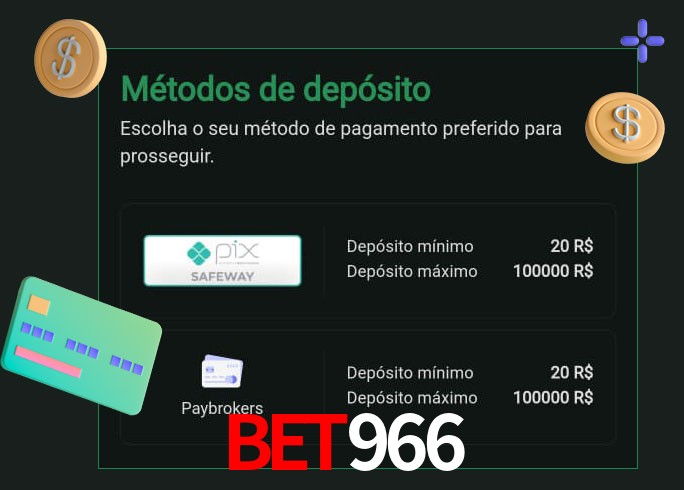 O cassino bet966 oferece uma grande variedade de métodos de pagamento